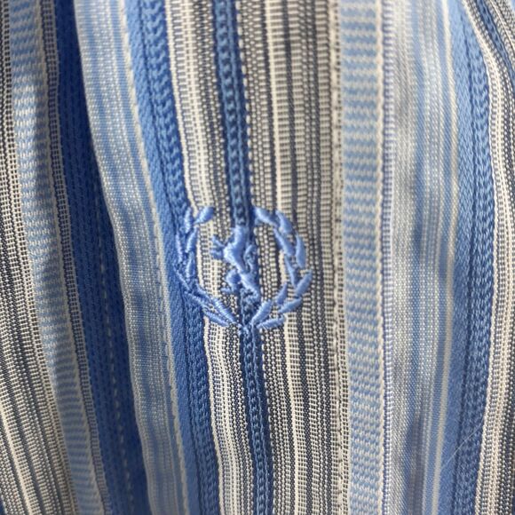 Bugatchi Uomo Mens Button Down Shirts Blue White Striped Flip Cuffs Size L - Picture 6 of 12